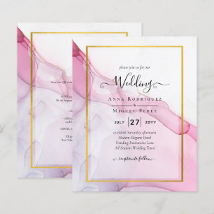 LeahG INVITATION Mariage Abstrait Encre Rose Viole