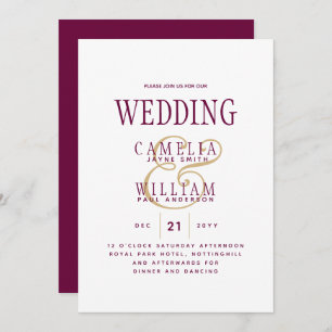 LeahG Magenta Berry Mariage rose Invitation