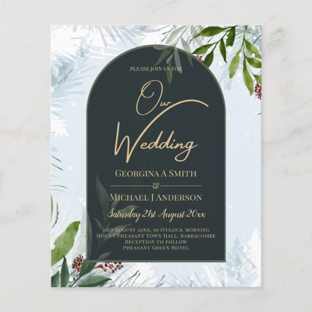 LeahG Mariage d'hiver Aqua Blue Green INVITATION (Devant)