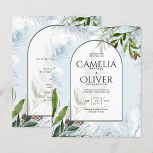 LeahG Mariage d'hiver Aqua Blue Green INVITATION