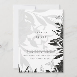 LeahG noir blanc Rose Mariage INVITATION budgétair