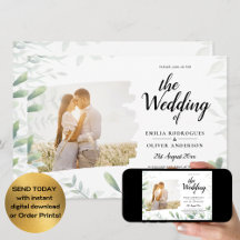 LeahG Photo Overlay GREENERY Wedding Invitation