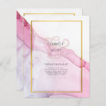LeahG PINK Purple Encre Mariage Abstrait INVITE