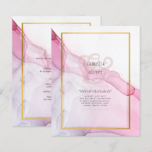 LeahG PINK Purple Encre Mariage Abstrait INVITE