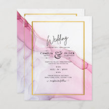 LeahG PINK Purple Encre Mariage Abstrait INVITE