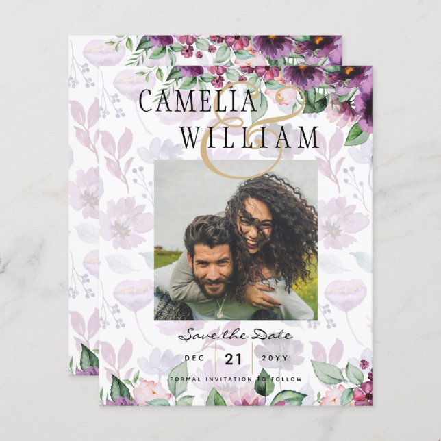 LeahG Plum Purple Berry Mariage Floral Automne Hiv (Devant / Derrière)