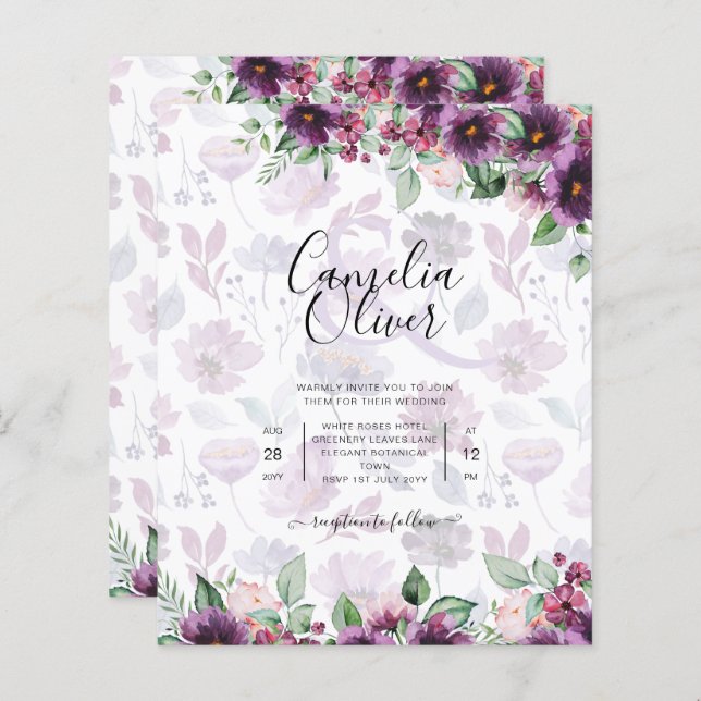 LeahG Plum Purple Berry Mariage Floral Automne Hiv (Devant / Derrière)