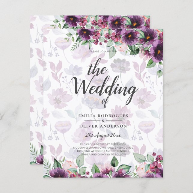 LeahG Plum Purple Berry Mariage Floral Automne Hiv (Devant / Derrière)