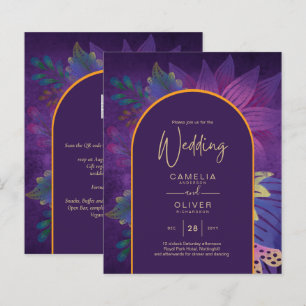 LeahG Plum Purple Gold JEWEL TONES Mariage INVITE