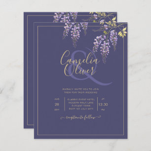 LeahG Purple Gold WISTERIA Floral Wedal INVITE
