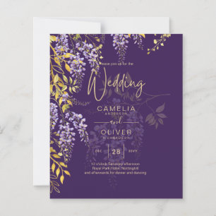 LeahG Purple Gold WISTERIA Floral Wedal INVITE