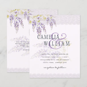 LeahG Purple WISTERIA Dentelle Florale Mariage INV