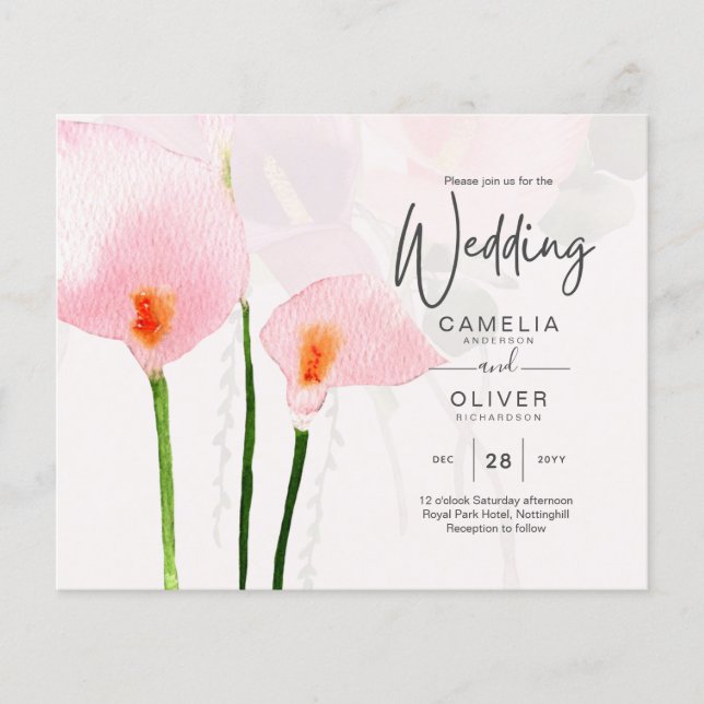 LeahG Rose Calla Lily Mariage floral Invitation (Devant)