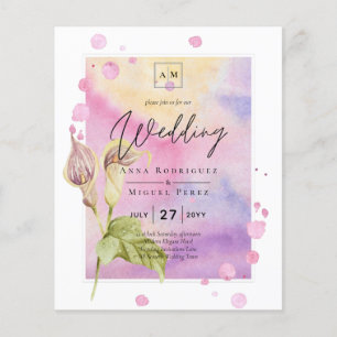 LeahG Rose Calla Lily Mariage floral Invitation