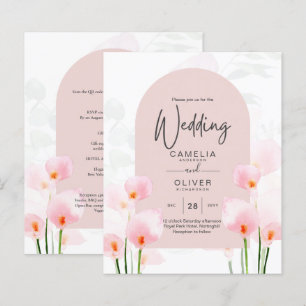 LeahG Rose Calla Lily Mariage floral Invitation