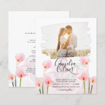 LeahG Rose Calla Lily PHOTO Overlay Mariage Invite
