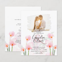 LeahG Rose Calla Lily PHOTO Overlay Mariage Invite