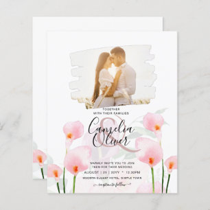 LeahG Rose Calla Lily PHOTO Overlay Mariage Invite