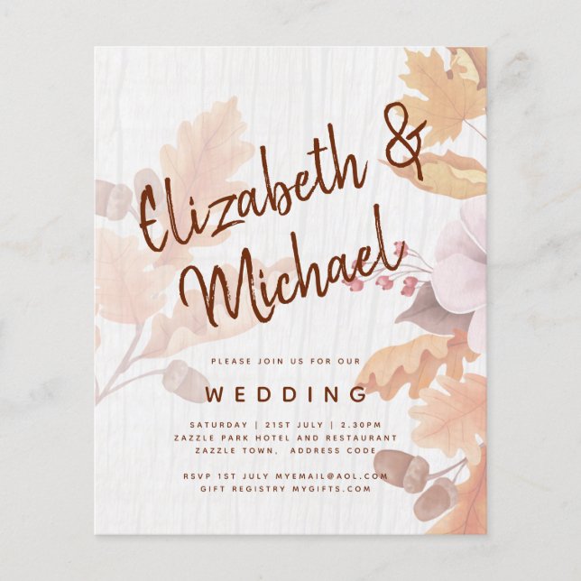 LeahG Terracotta Automne part Mariage Invitation (Devant)