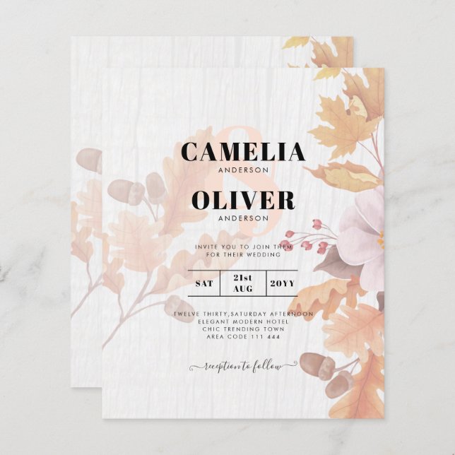 LeahG Terracotta Automne part Mariage Invitation (Devant / Derrière)