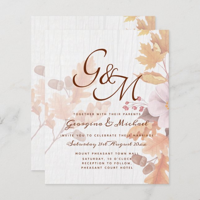 LeahG Terracotta Automne part Mariage Invitation (Devant / Derrière)