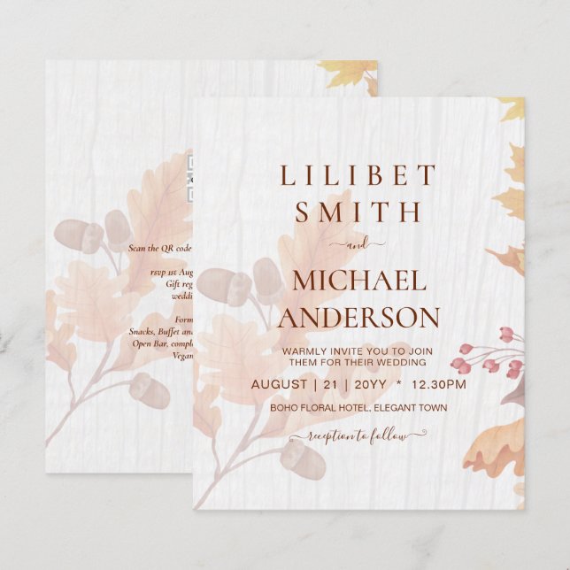 LeahG Terracotta Automne part Mariage Invitation (Devant / Derrière)
