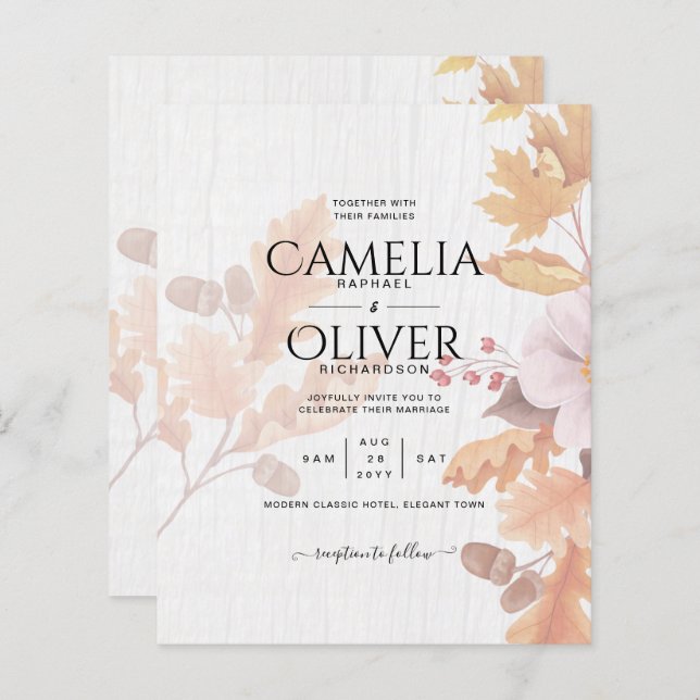 LeahG Terracotta Automne part Mariage Invitation (Devant / Derrière)