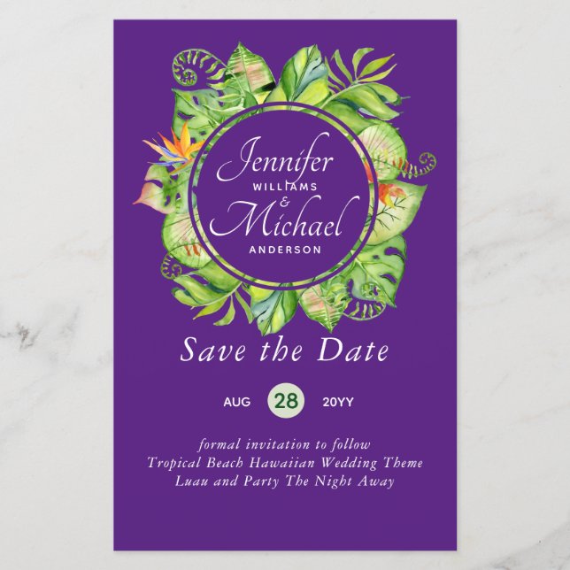 LeahG Tropical Feuilles Beach Wedding Enregistrer  (Devant)