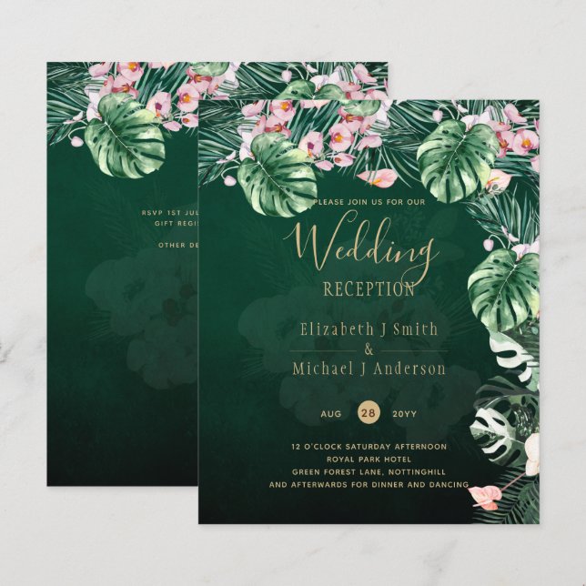 LeahG Tropical Green rose Mariage de feuille flora (Devant / Derrière)