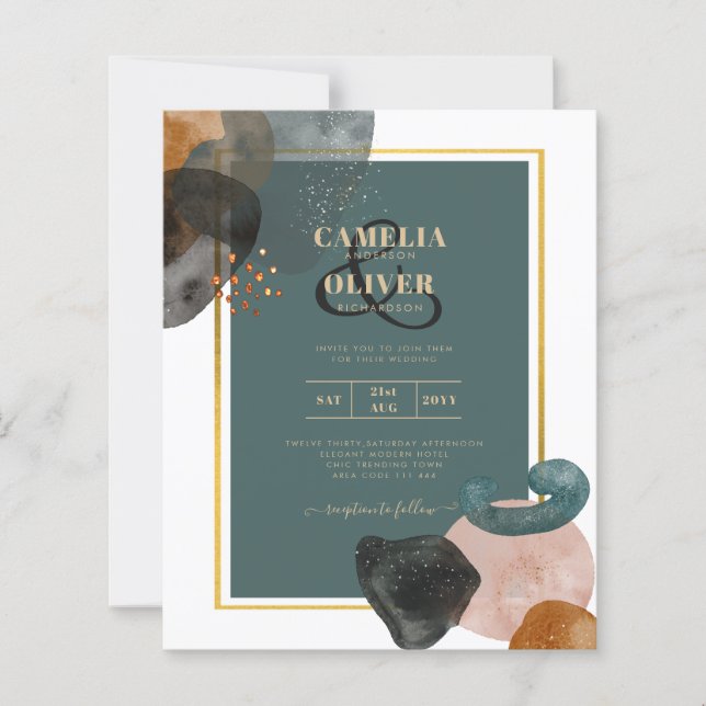 Leahg TURQUOISE TONNES DE TERRE MARIAGE INVITE QR  (Devant)