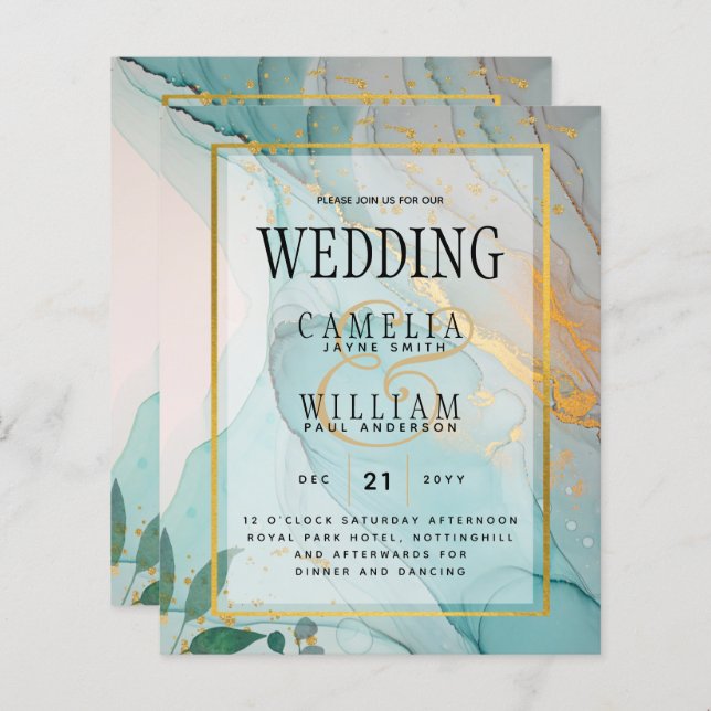 LeahG Verre de mer Turquoise Gold INK Mariage INVI (Devant / Derrière)