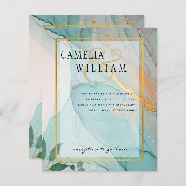 LeahG Verre de mer Turquoise Gold INK Mariage INVI (Devant / Derrière)