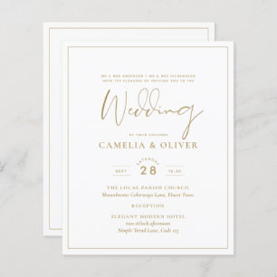 LeahG White Gold Classic Typographie Mariage Invit