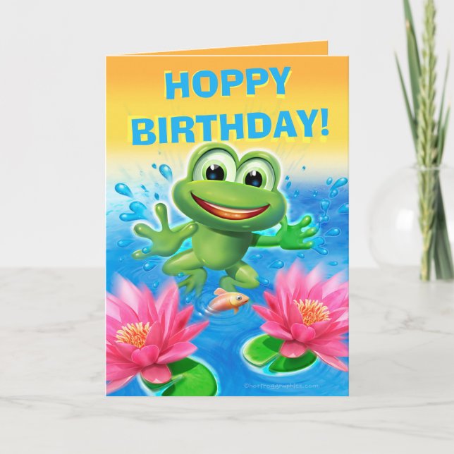 Leap Frog carte d'anniversaire personnalisée stand (Devant)