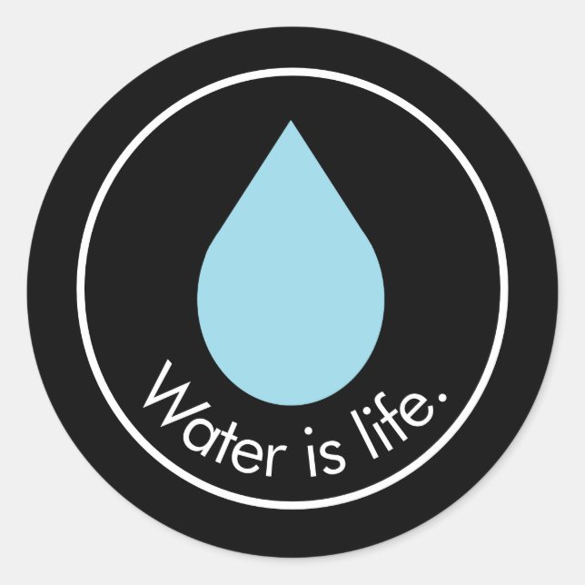 L'eau est la vie. Sticker rond classique (Devant)
