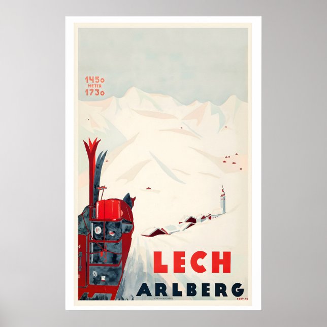 Lech am Arlberg Autriche Affiche de ski vintage (Devant)