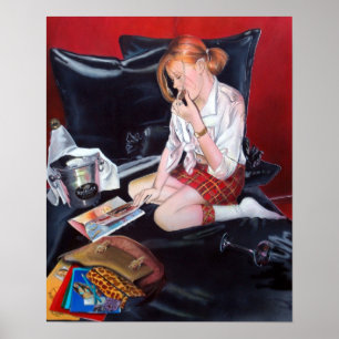 L'école est épuisé tirage druck poster femme peint