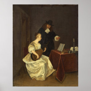 Leçon de musique - Gerard ter Borch Poster d'art