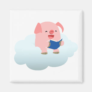 Lecteur de cochon de dessin mignon sur aimant à nu