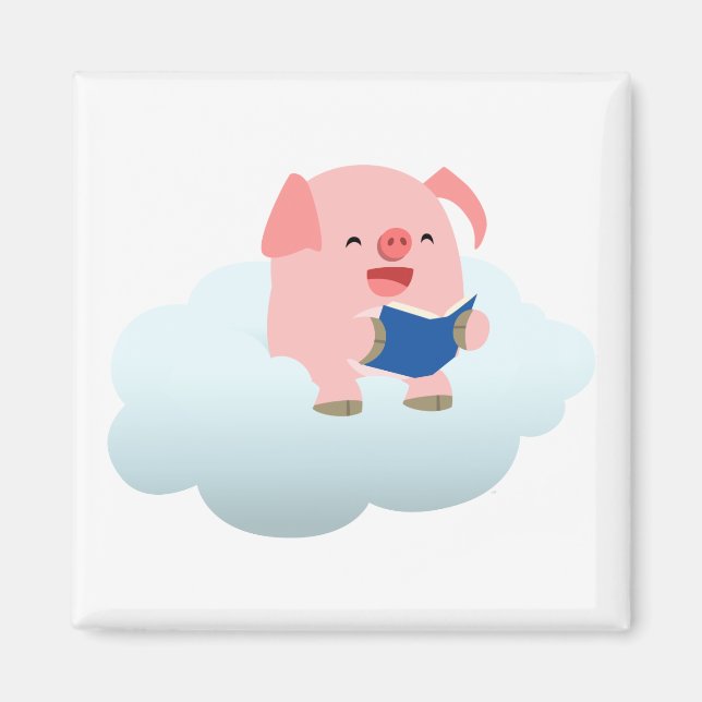 Lecteur de cochon de dessin mignon sur aimant à nu (Devant)