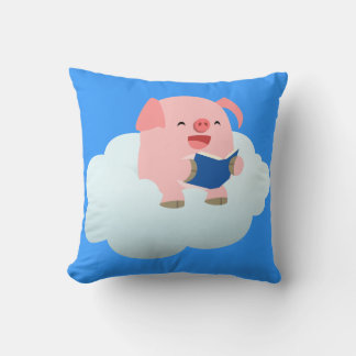 Lecteur de cochon de dessin mignon sur Coussin de