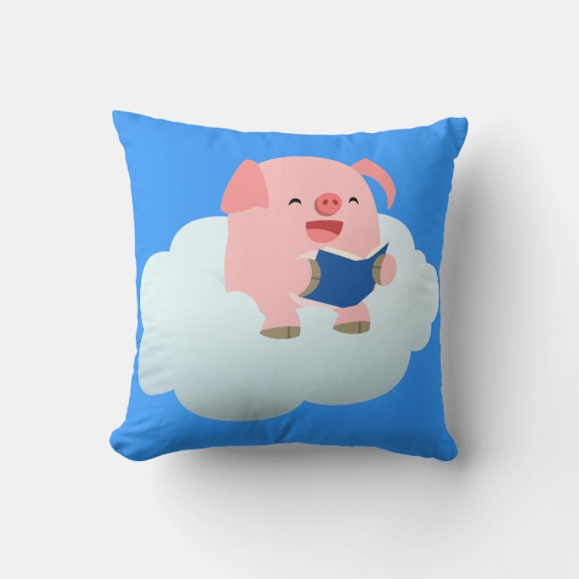 Lecteur de cochon de dessin mignon sur Coussin de  (Recto)