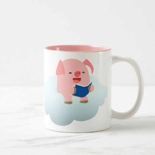 Lecteur de cochon de dessin mignon sur Mug Cloud (Droit)
