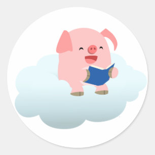 Lecteur de cochon de dessin mignon sur Sticker Clo