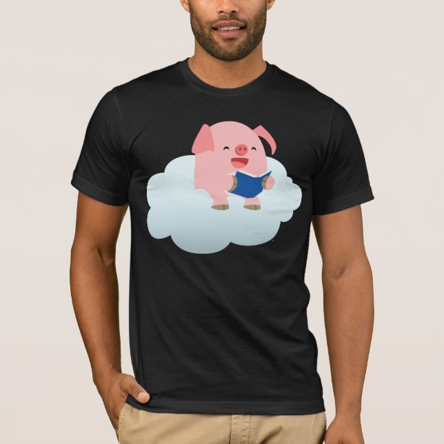 Lecteur de cochon de dessin mignon sur T-shirt Clo (Devant)