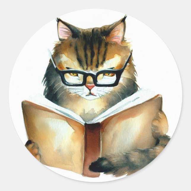 Lecture de chats Stickers ronds livre (Devant)