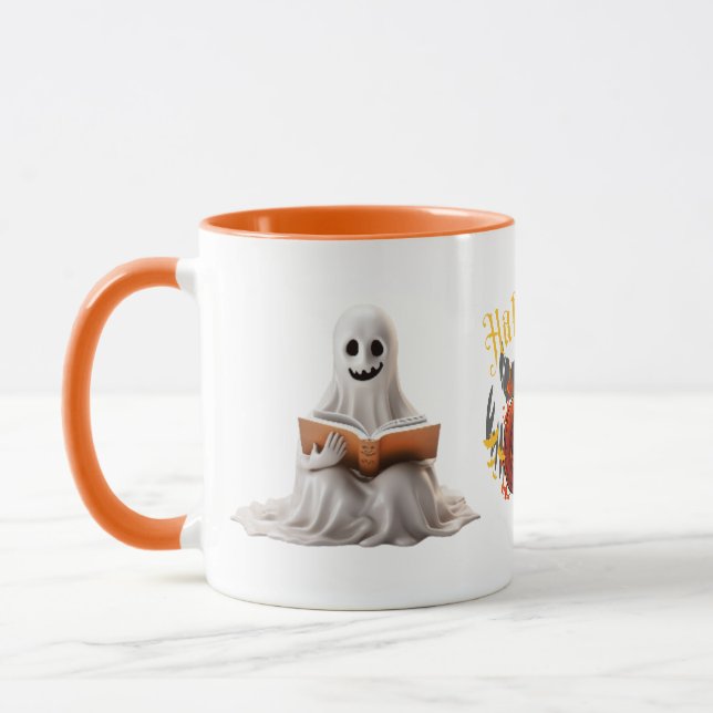 Lecture Fantôme et Citrouille" Mug d'Halloween (Gauche)
