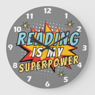 Lecture Mon Superpower Livre Lover Wall Horloge