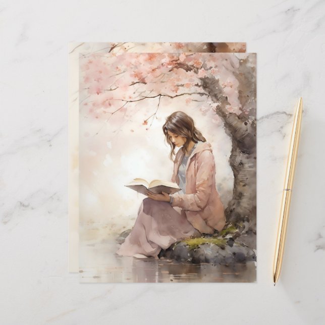 Lecture Sous Papier Scrapbook Spring Blossom (Devant/Arrière en situation)