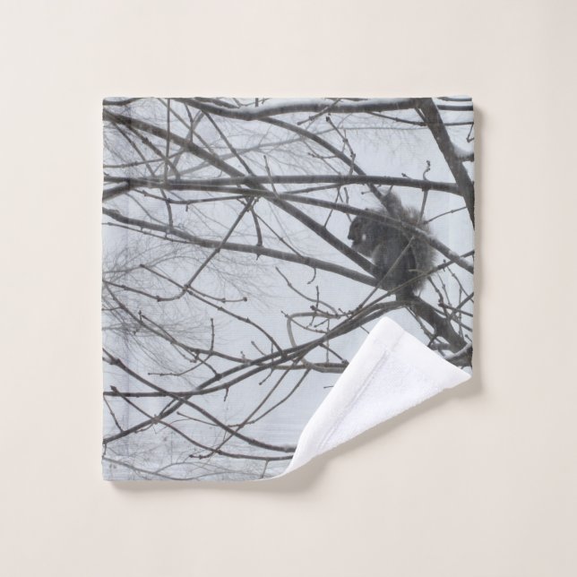 L'écureuil en linge de neige (Gant de toilette)